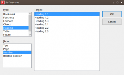 Screenshot of References dialog