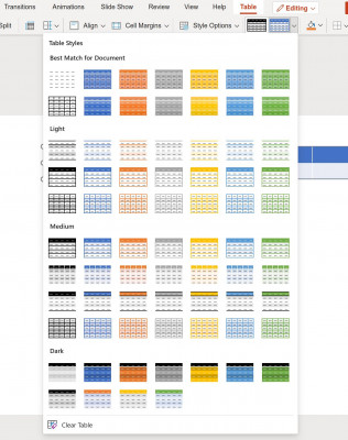 table styles example